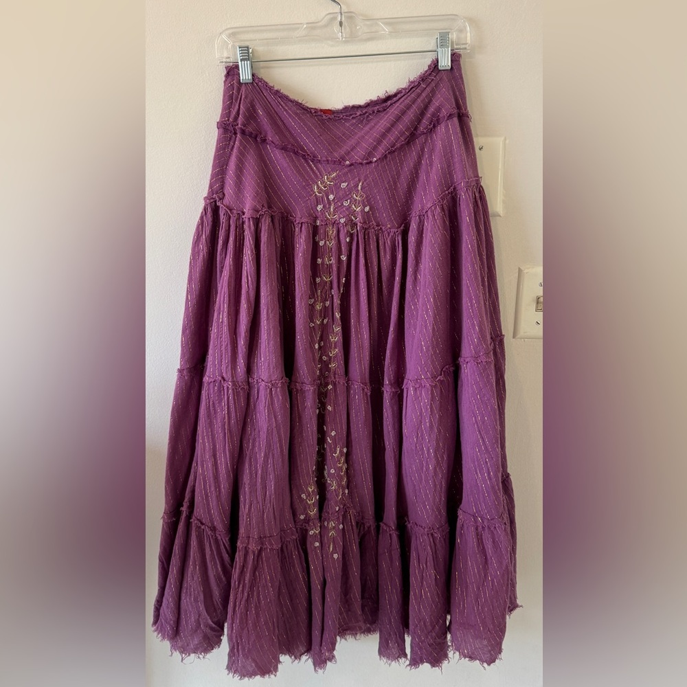 Vintage Tokyo Denim Bank Purple Fairy Tiered Peasant Skirt Size M